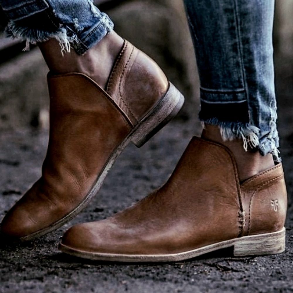 Frye Elyssa Shootie Womens Brown Leather Ankle Boot Bootie with Box